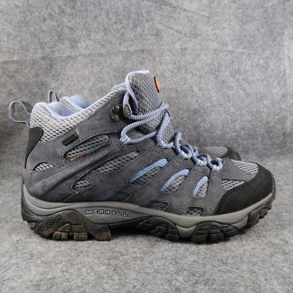 Merrell Shoes Womens 10 Hiking Boots Moab 3 Mid Waterproof Lace Up Leather Grey